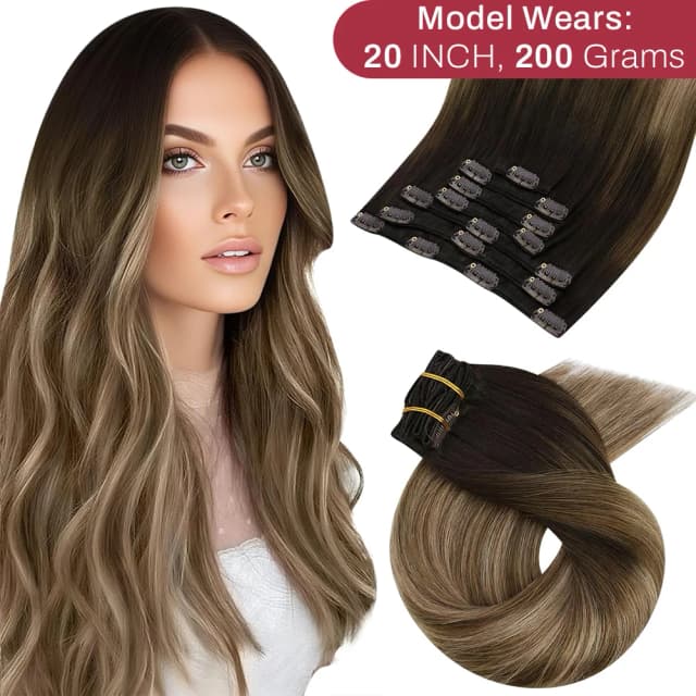 [ホットセール] Moresoo クリップインヘアエクステンションリアルナチュラルヘアレミーストレートセット 5&7 個ブラジルクリップ人毛エクステンション