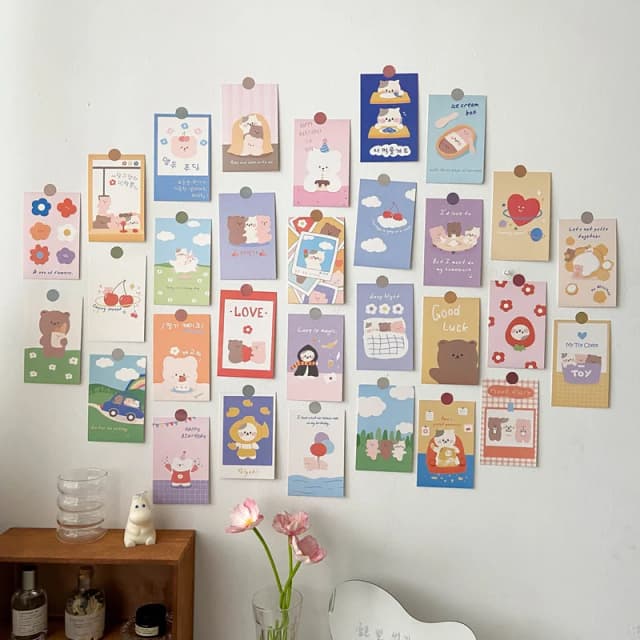 韓国インかわいいクマウサギポストカードセット DIY 漫画フォトカード子供部屋の背景かわいい装飾カード 30 枚