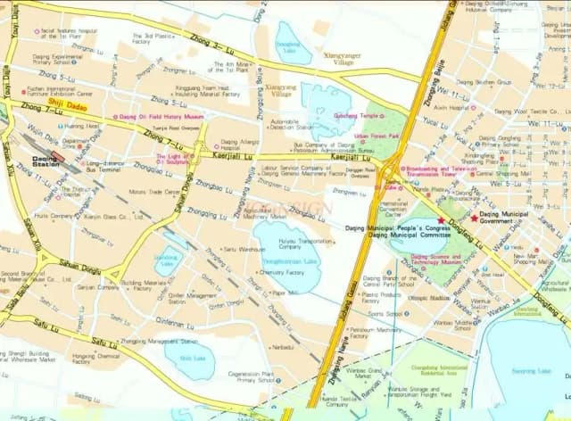 大慶観光交通都市の観光名所分布 大慶市地図 英語