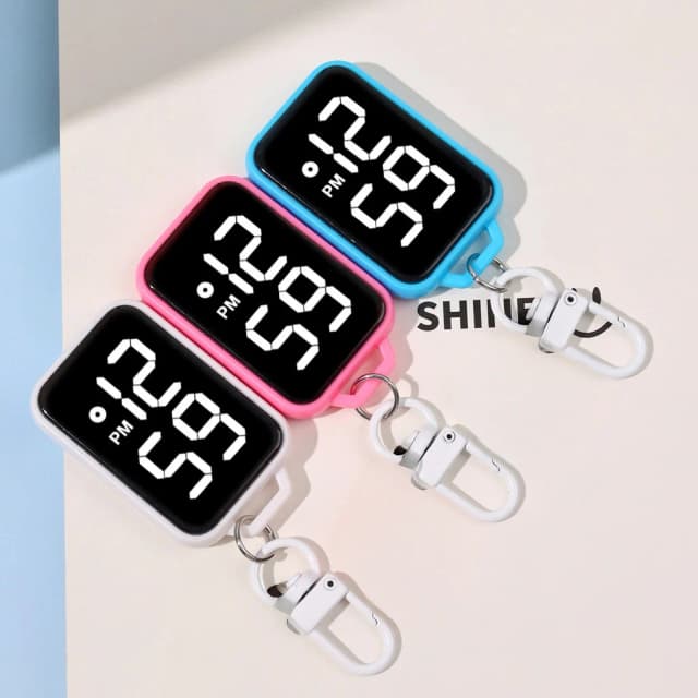 1/4 個 LED キーホルダー懐中時計デジタルディスプレイ電子時計若者学生バックパックキー用ペンダント時計プレゼント