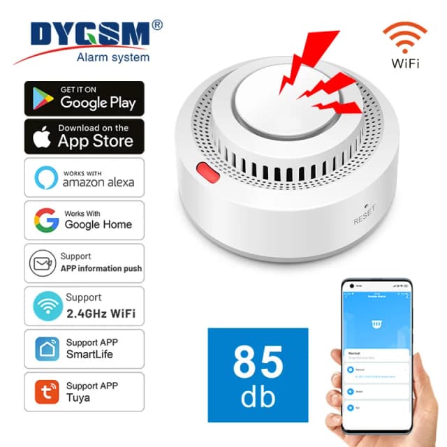 トゥヤwifi煙探知器防火スモークハウス組み合わせ火災警報システム消防士