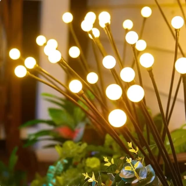 10 LED ソーラーガーデンライト 電源付きホタルライト 屋外防水 鮮やかなガーデンライト パティオ通路装飾用 ウォーム