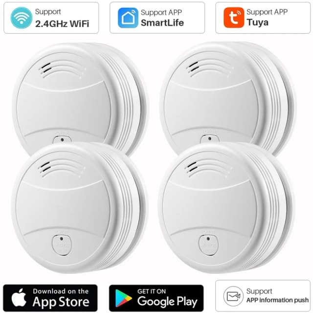 Tuya スマート Wifi 煙探知センサー 80DB 警報火災煙探知機 Wifi 火災保護ホームセキュリティ警報スマートライフアプリ