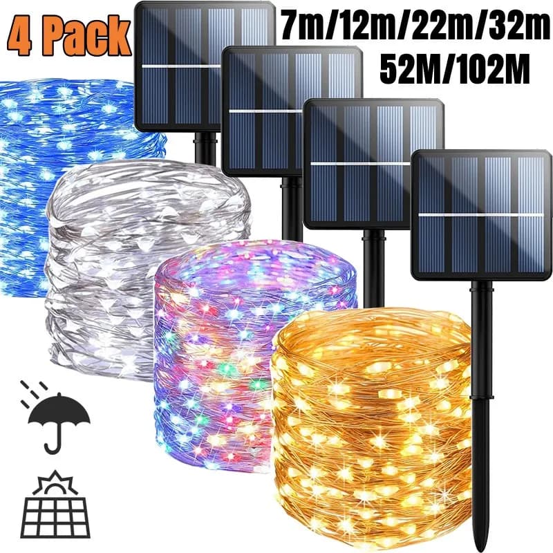 7 メートル/12 メートル/22 メートル/32 メートル/52 メートル/102 メートル LED ソーラーストリングライト屋外ガーデンフェアリーライト 1000 Led 防水ランプクリスマスパーティーの装飾