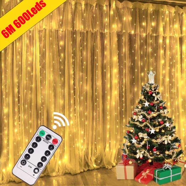 LED ガーランドカーテンライト 8 モード USB リモコンフェアリーライトストリング結婚式クリスマス装飾自宅の寝室の新年ランプ