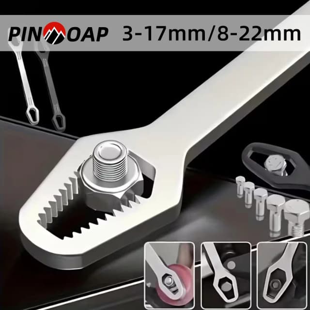 PINMOAP 1PC 多機能レンチ 調整可能な自己締め付け式ダブルヘッドレンチ付き 車、自転車、家庭用の便利なツール
