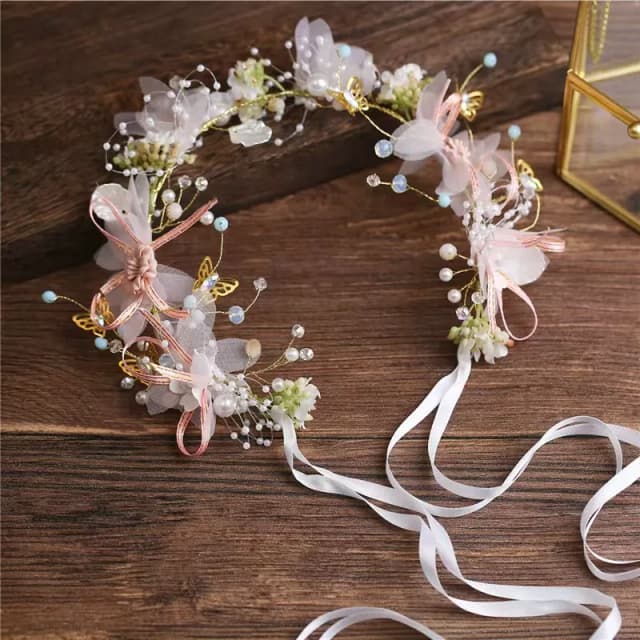 ウェディングアクセサリー 花嫁用クラウン ヘアクリスタルジュエリー ティアラ パール付き 花柄 ウェディングクラウン フローラルパール ブライダルヘッドバンド