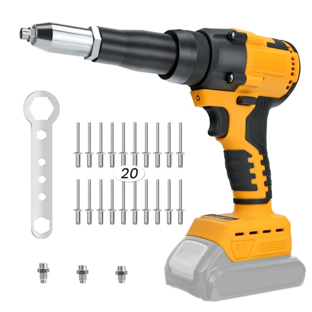 ブラシレス電動リベットガン 2.4~4.8mm コードレス自動リベットツール LEDライト付き Dewalt 20Vバッテリー用 (バッテリーなし)