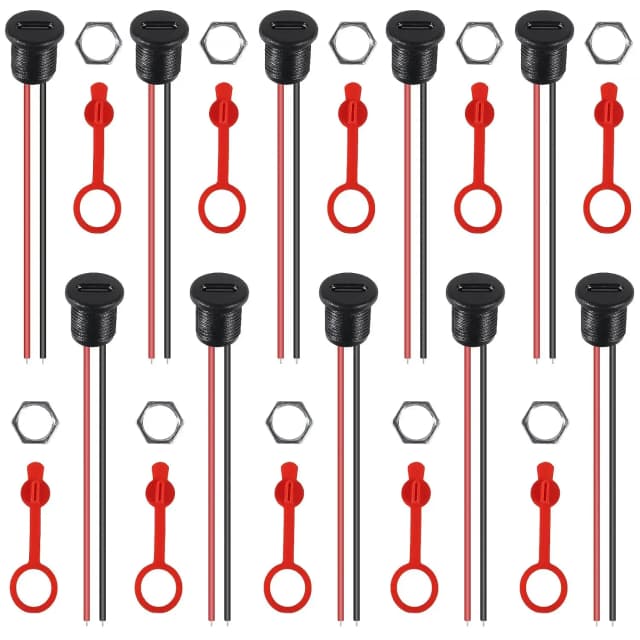 10/20 個 2Pin 充電ソケットメスマウントコネクタアダプタ USB Type-C ポート充電インターフェースソケットカバーキャップ付き