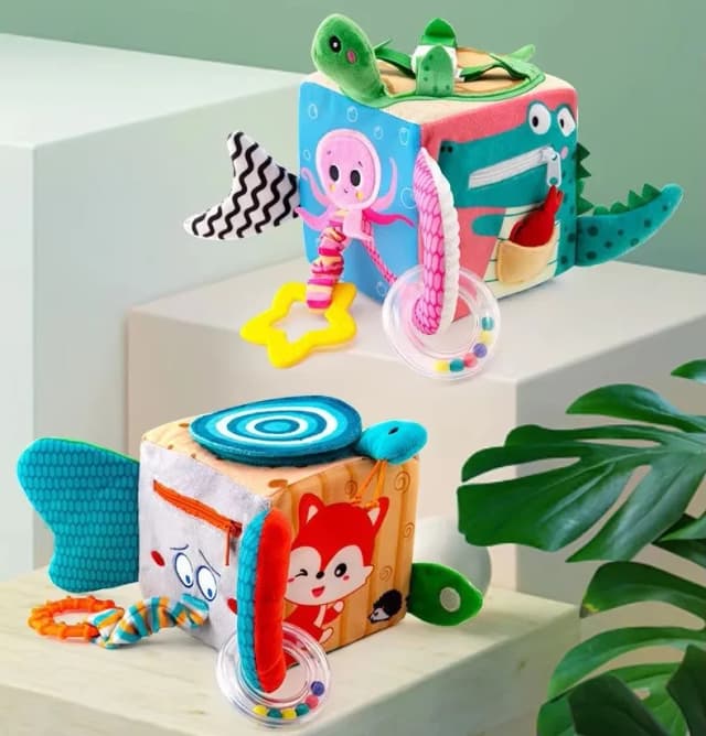 キッズソフトビルディングブロックセット幼児布人形おもちゃソフトぬいぐるみガラガラ赤ちゃん早期教育玩具動物形状スタッキングキューブ