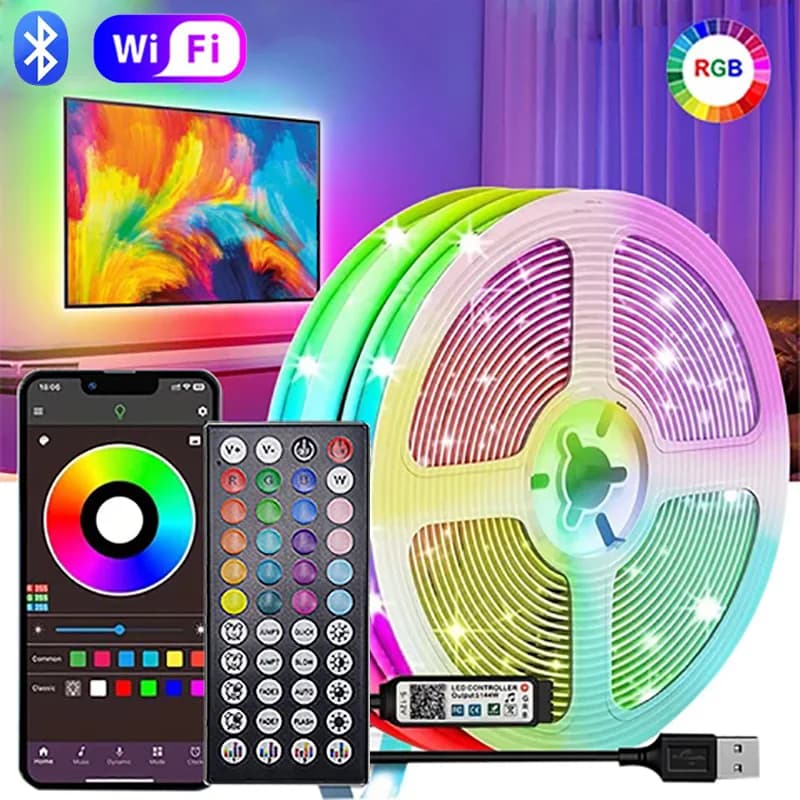 USB LEDストリップライト RGB 5050 LEDライト 音楽同期 色変更 テレビバックライト フレキシブルLEDランプ テープリボン パーティー ホームデコ用