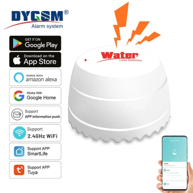 無線LAN水漏れ検知水洪水センサースマートライフアプリリモートモニタリング洪水警報オーバーフローセキュリティでalexa google