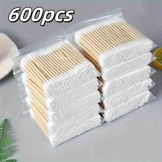 双頭綿棒 600本 無香料 竹製 優しい耳掃除やメイク用
