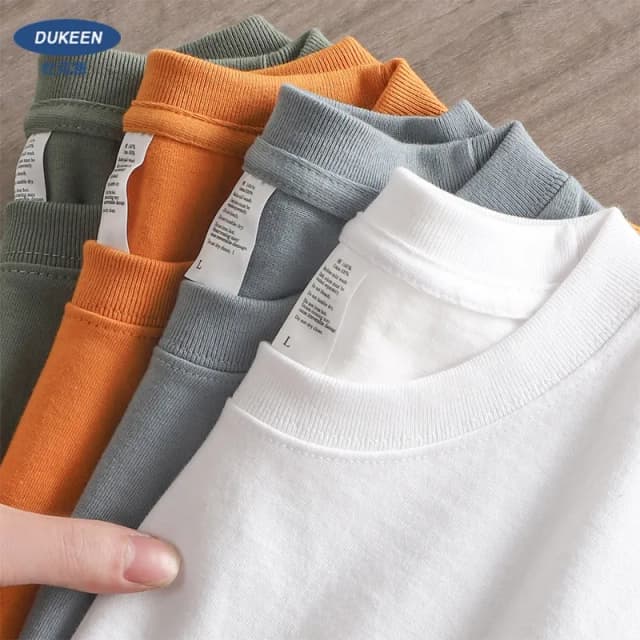 Dukeen 280gsm 特大ヘビーウェイト Tシャツ男性用夏半袖 Tシャツ綿 100% 無地トップカジュアル紳士服 9.9 オンス
