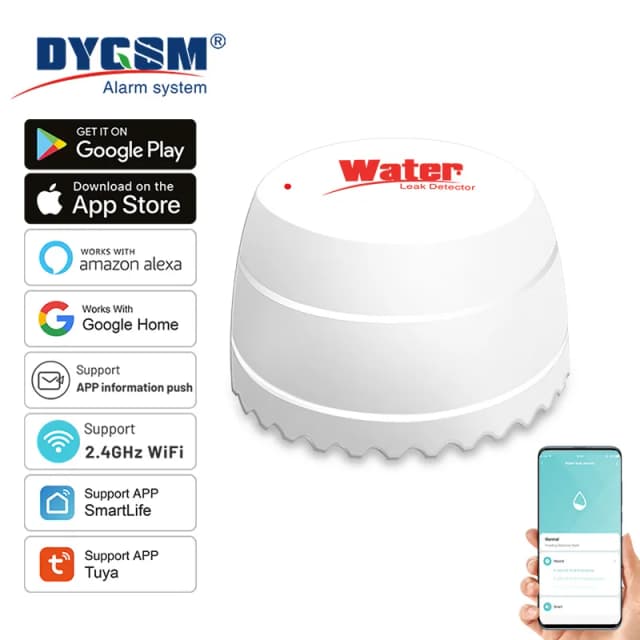 Tuya WiFi 漏水検知器 洪水センサー スマートライフ APP リモート監視 洪水警報 オーバーフローセキュリティ Alexa Google 付き