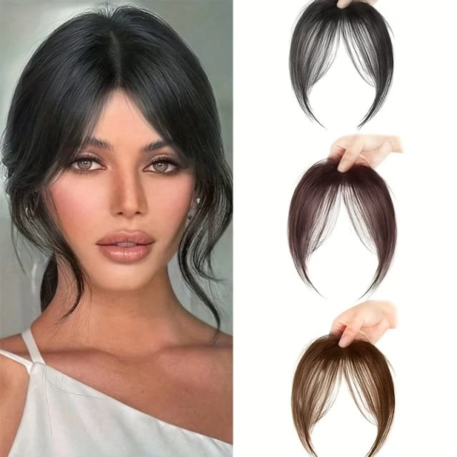 合成ウィッグミドルパート前髪ヘアエクステクリップ式前髪ナチュラルシームレスフレンチ斜め前髪エイトキャラクターバングス
