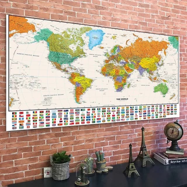 150 × 100 センチメートル世界地図装飾壁掛け絵絵画壁アートポスター不織布子供教育用品