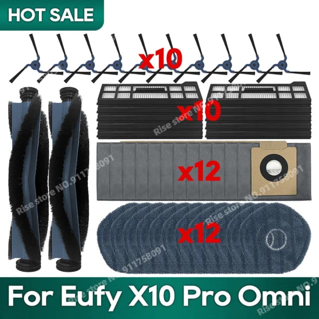 アクセサリー Eufy X10 Pro オムニロボット掃除機ダストバッグ Hepa フィルターローラーサイドブラシモップクロスに適合