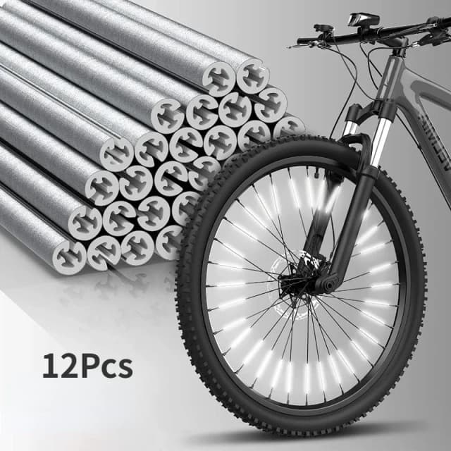 チューブ警告ストリップ 12 個反射マウントクリップ自転車ホイールスポークリフレクターストライプ鋼線ランプ MTB バイクリフレクターライト