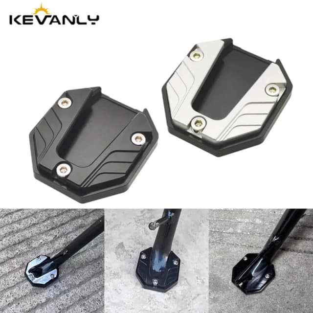 アルミ合金オートバイバイクキックスタンドエクステンダー足サイドスタンド延長フットパッドサポートプレートバイクアクセサリー黒