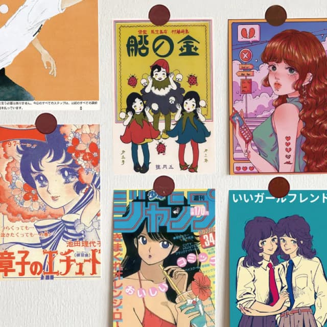 日本の漫画の女の子のポストカード,10枚,かわいい写真の小道具,部屋の壁,カワイイ,創造的な装飾カード