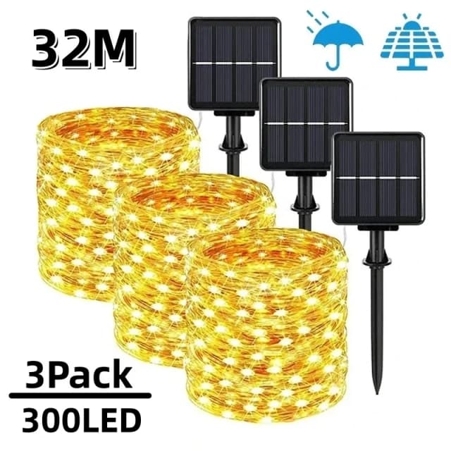 7 メートル/12 メートル/22 メートル/32 メートル LED ソーラーライト屋外ガーデン妖精ストリングライト Led きらめき防水ランプクリスマスパティオツリーパーティー用