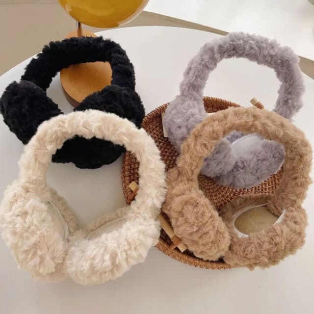折りたたみ式イヤーマフ,耳保護,ぬいぐるみ,単色,厚く,暖かい,ファッショナブル,屋外,冬