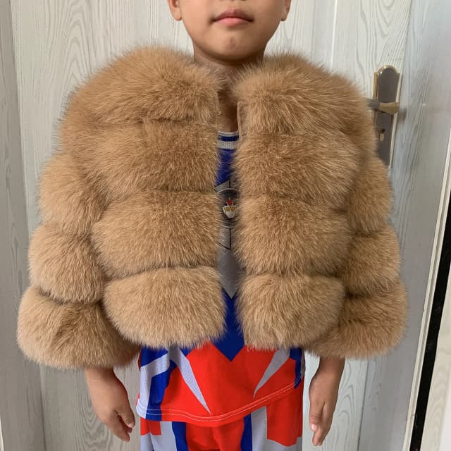 子供用の本物のキツネの毛皮のジャケット,女の子と男の子に適した,ユニバーサル,1〜13歳