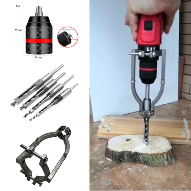 角穴ドリル木工ドリルツールオーガーほぞ穴チゼルドリルセット DIY 家具正方形木工ドリル