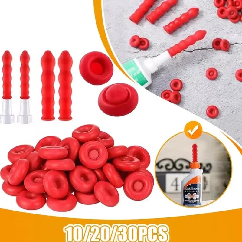 10-30 個コーキングガンノズルキャップ赤コーキング節約コーキング接着剤チップシールキャップシールと保存のための漏れ防止スリーブツール