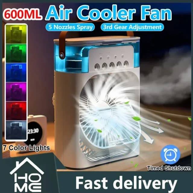 LEDナイトライト付きポータブルエアコン,3 in 1ファン,小型空気冷却器,加湿器,家庭用,家庭用,直接配達