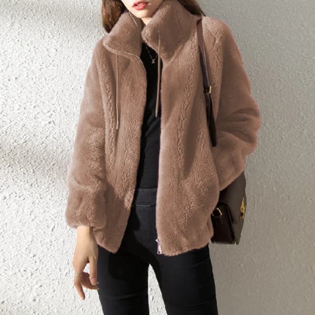 女性秋冬フェイクファーコートジッパーカーディガン豪華な厚く暖かいコート緩い特大アウター女性サンゴフリースオーバーコート