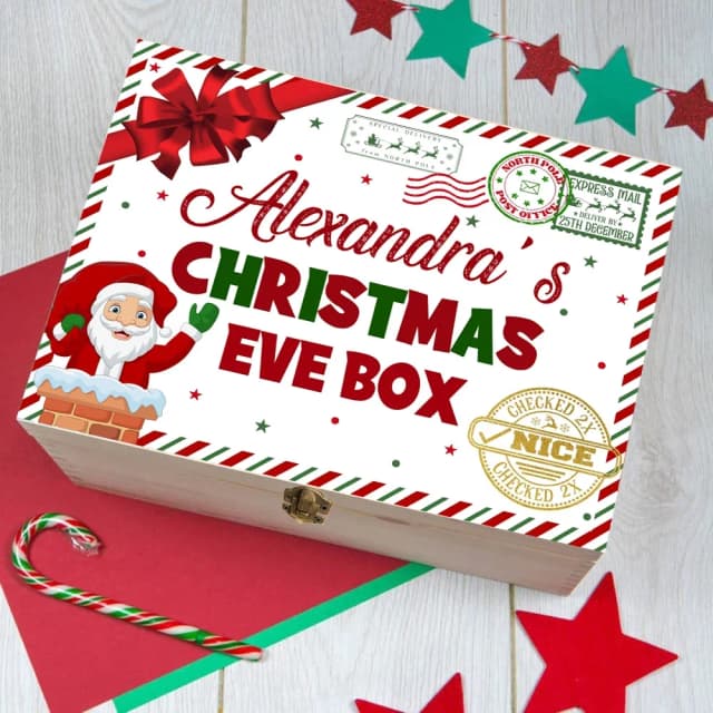 男の子と女の子のためのパーソナライズされたクリスマススリーブ,木製のキャンディーボックス,子供のためのクリスマスプレゼント