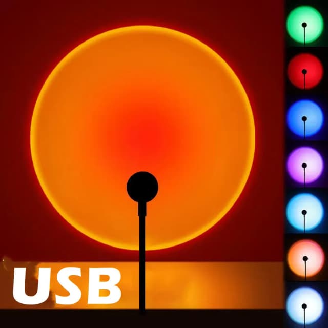 RnnTuu LED USB サンセットランププロジェクター家の装飾ナイトライトポータブルムードライトリビングルームの壁の写真撮影用ネオンライト