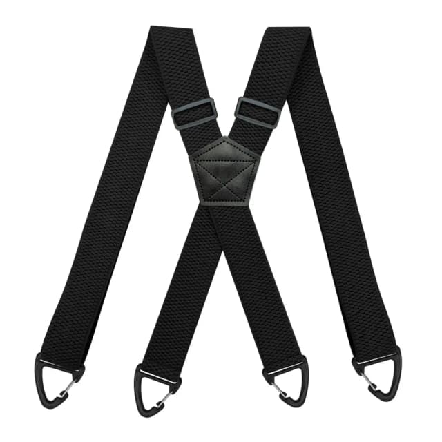 高耐久サスペンダー 男性用 ワークバイカー アウトドア 幅3.8cm Xバック スナップフック4個付き 調節可能な弾性ズボンブレース ストラップベルト
