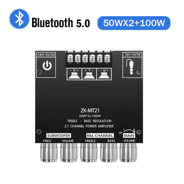 ZK-MT21 チャンネル Bluetooth 5.0 2.1 サブウーファーアンプボード 50 ワット * 2 +100 ワットパワーオーディオステレオアンプボードベースアンプ AUX