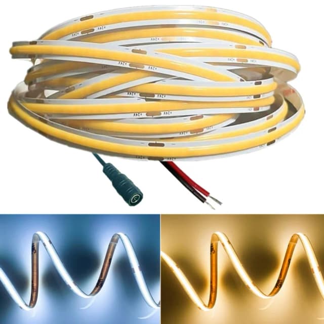 COB LED ストリップ 8 ミリメートル 320 LED 幅暖かい自然コールドホワイトカラー柔軟な 12V 24V LED テープバーライト家の部屋の装飾用