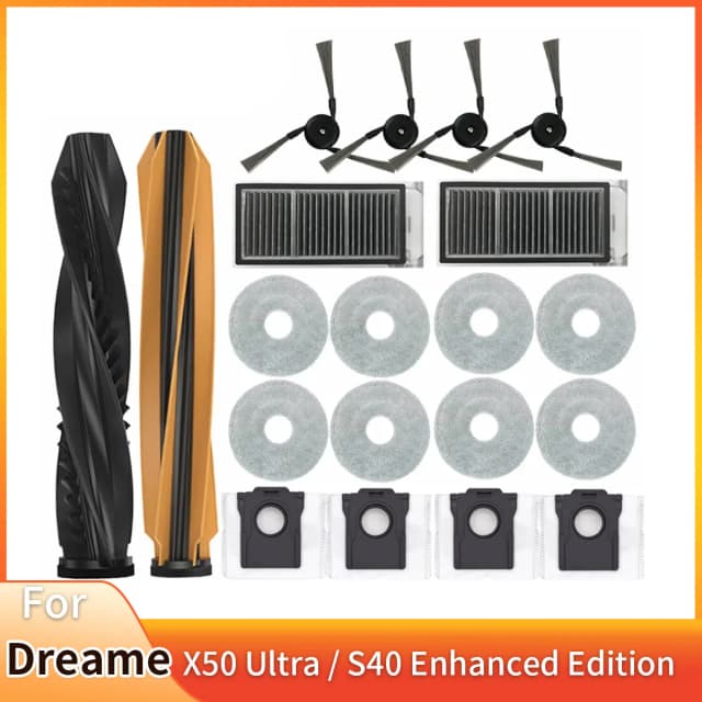 Dreame X50 Ultra / S40 Enhanced Edition ロボット掃除機用ダストバッグ、アクセサリー、メインローラー、サイドブラシ、HEPAフィルター、モップ