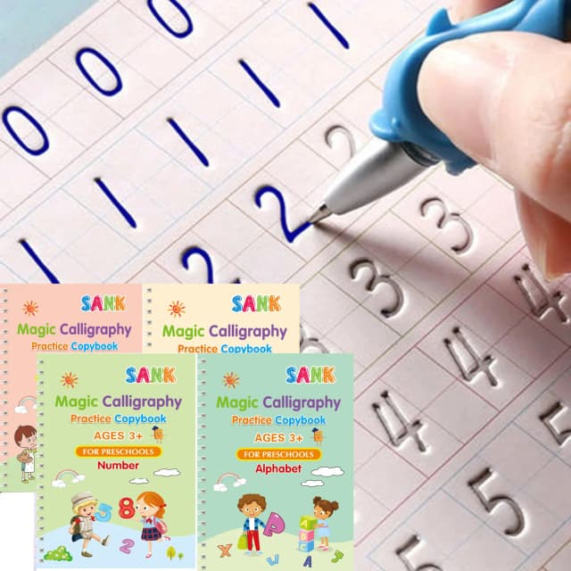 サンクマジック練習コピーブックペン幼稚園子供書道英語バージョン無料拭き取り子供再利用可能なライティングブック