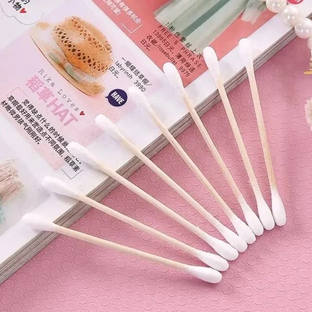 100/500 個ダブルヘッド木製綿棒鼻耳クリーニング女性メイクツール Lipstik 綿棒先端スティック Bastoncillos Oidos