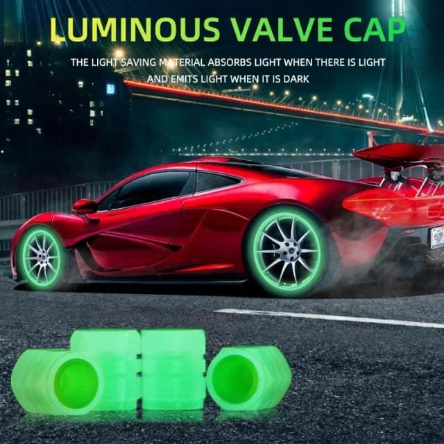 8 個発光車のタイヤバルブキャップ蛍光夜カバーオートバイトラックユニバーサルチューブタイヤ自転車バルブキャップ