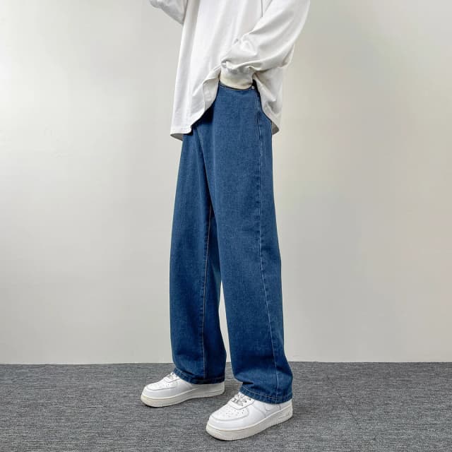 メンズロングデニムジーンズ,クラシックストレートパンツ,ワイドレッグ,韓国,ヨーロッパ,アメリカ,新品,2022