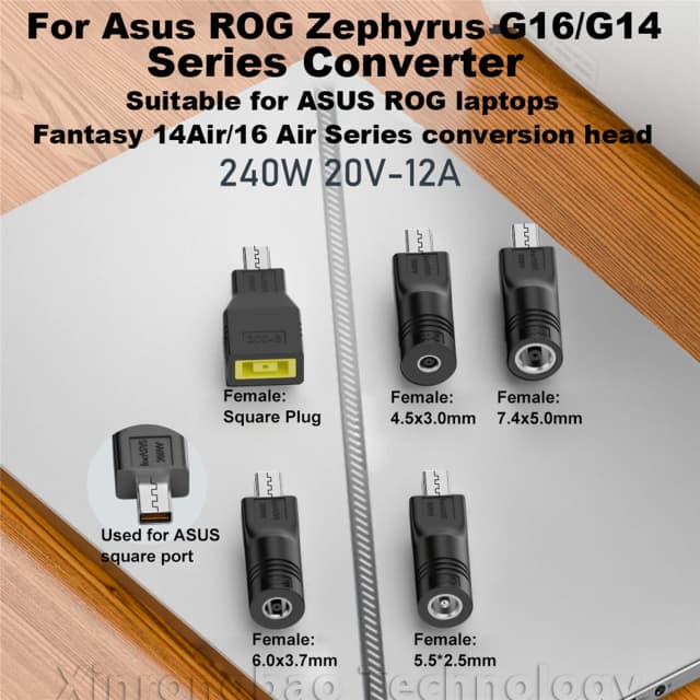 180 ワット 200 ワット 240 ワット DC 電源アダプタ Asus ROG Zephyrus G16 G14 ラップトップ充電器コンバータ Asus スクエアノートブックジャックコネクタ用
