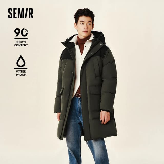 Semir ダウンジャケット男性 2024 新しい防水厚いアウターロング丈冬服カップル