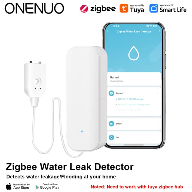 ONENUO-TUYA zigbee漏水検知器、フラッドアラートセンサー、オーバーフローセキュリティ、スマートライフアプリ、リモートモニタリング