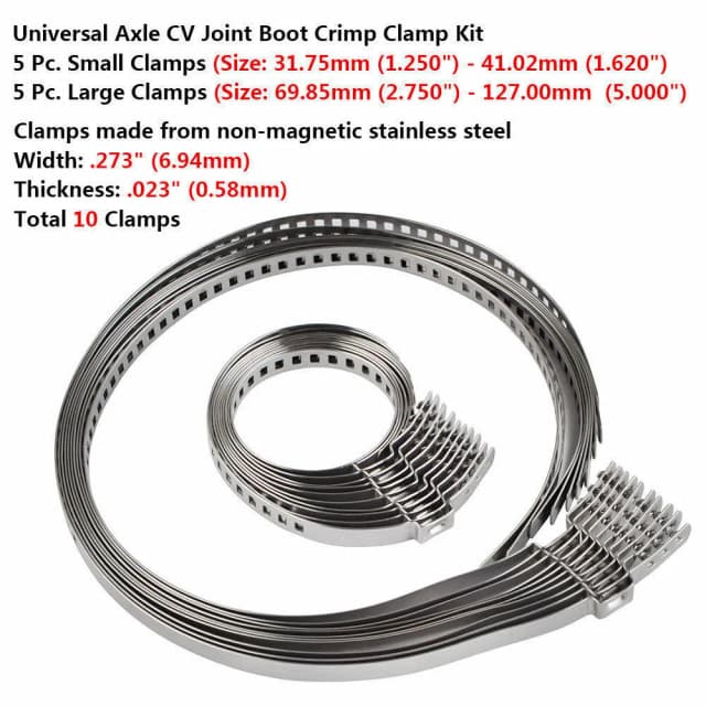 10 個ユニバーサルステンレス鋼クランプクリップドライブシャフト CV ジョイントブーツキットアクスル CV ジョイントブーツ圧着クランプキット