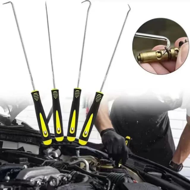 4個入りピックアンドフックセット 車用オイルシール/Oリングシールガスケットピックフックプラー 自動車整備工具 リムーバー タイヤ石洗浄