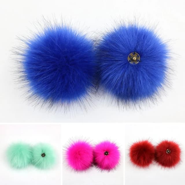 キャップ用の特別な色のポンポン,寸法3ピース/セット10cm,取り外し可能なボタン付き,ふわふわ,靴,スカーフアクセサリー,dxaa