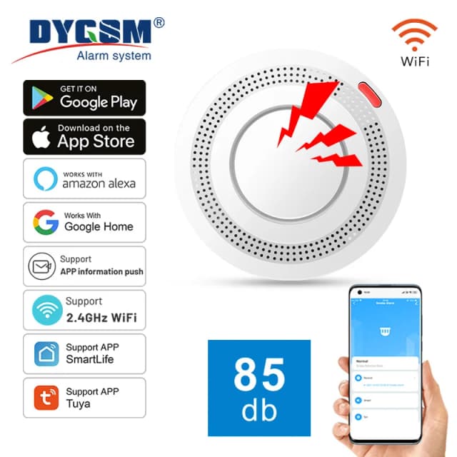 Tuya スマート WiFi 煙センサー防火煙探知器 85dB サウンドセキュリティシステム消防士 Smartlife APP 制御