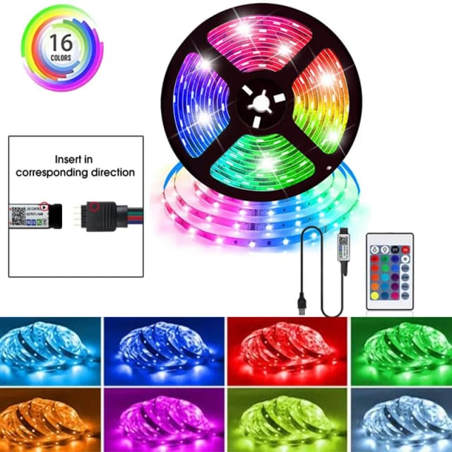 Bluetoothアプリケーション付きLEDストリップライト,音楽同期,テレビのバックライト,クリスマスパーティー,rgbled,リモコン,5v usb,1m